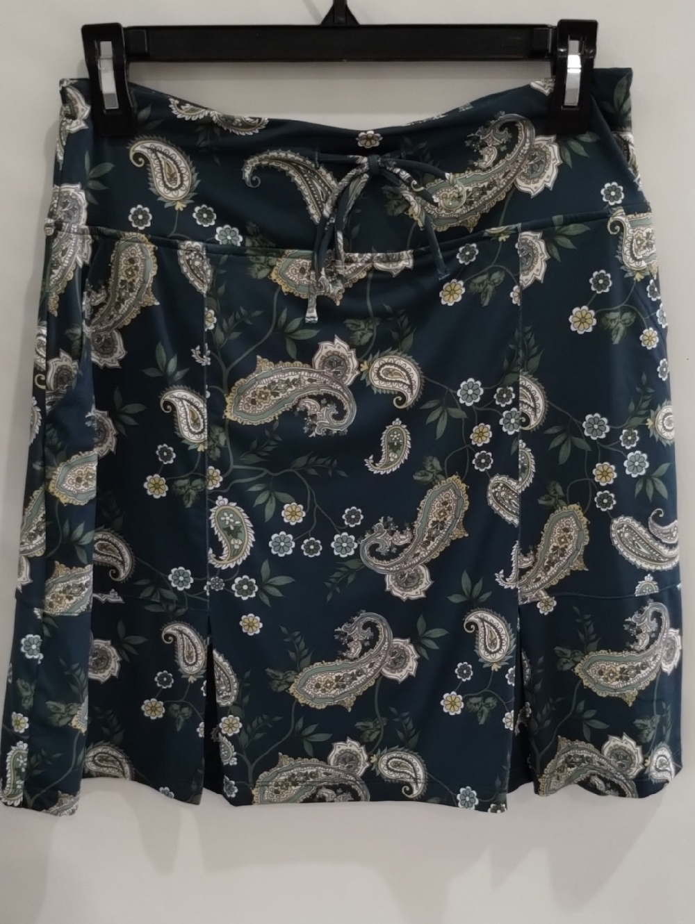 Paisley Print A-Line Skirt in Dark Green